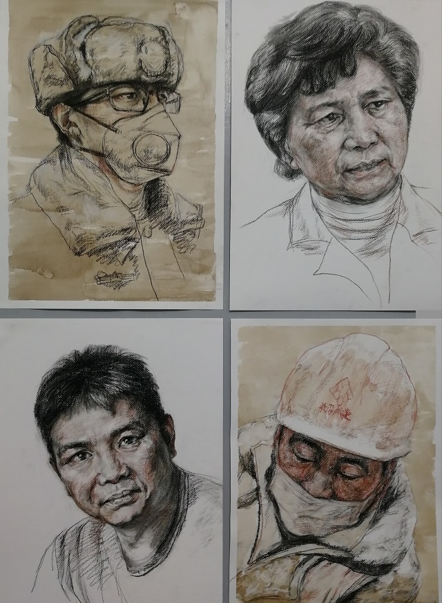 粉画《万众一心》组画杨素霞