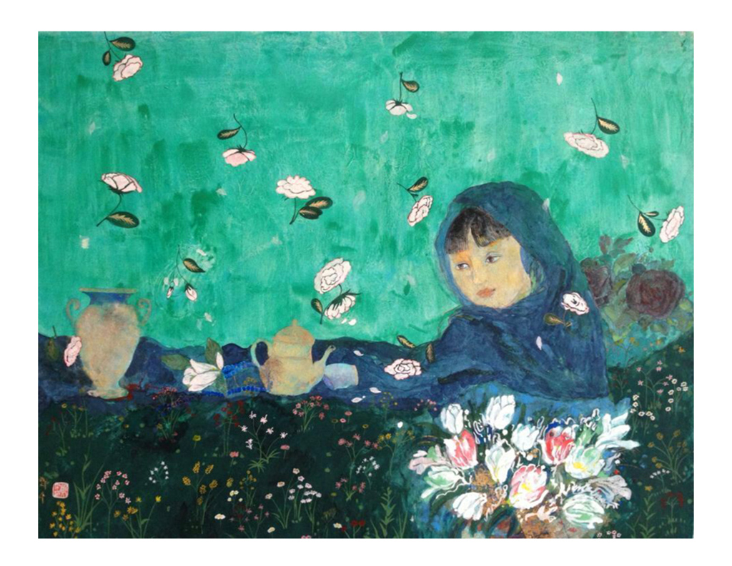 郑千重彩画《春》